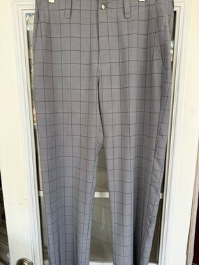 Callaway Men's Light Gray Windowpane Dress Pants 32x32 new quick dri stretch